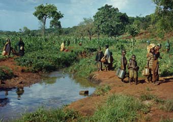 Water Stream in Mtendeli Refugee Camp